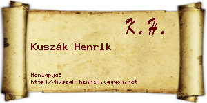 Kuszák Henrik névjegykártya